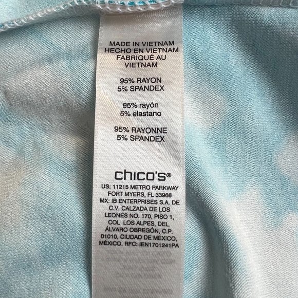 Chicos 2 Dress Large Blue Tie Dye Maxi Overlay Layered Flyaway Sleeveless Summer - Picture 10 of 11